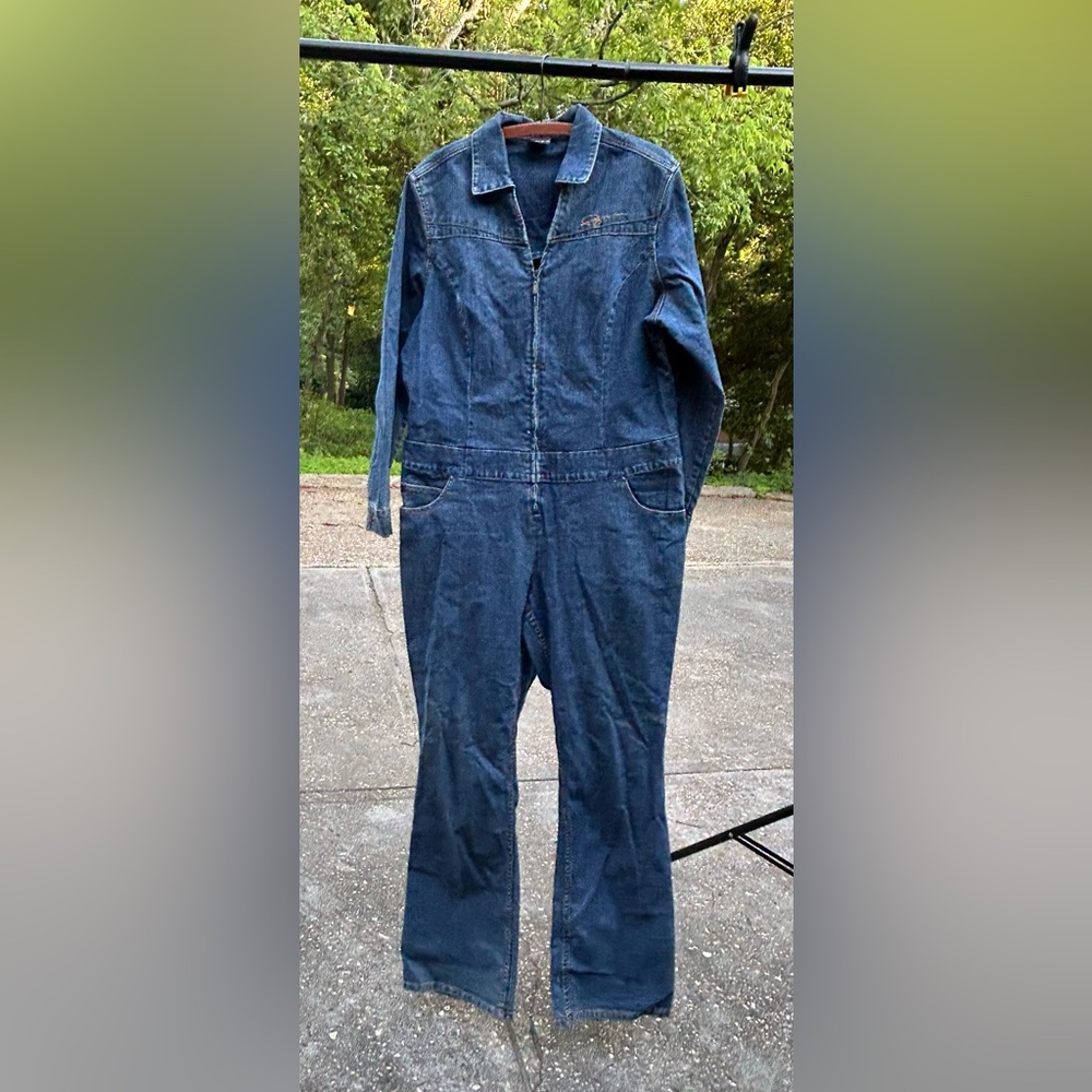 Retro Y2K 90s FUBU Womens Streetwear Denim Jean Jumpsuit Size 18W Coveralls